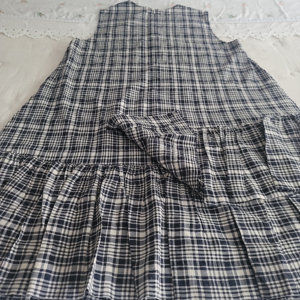COS Plaid Sleeveless Seersucker, Dress With Hidden Pockets, Size 14 - Picture 2 of 5